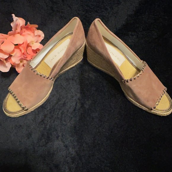 Jack Rogers Palmer Wedge Heel Sandals Metallic Mauve Size 8.5 - Picture 4 of 12